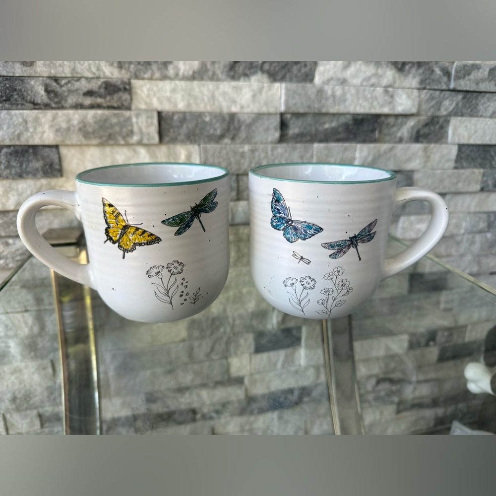 Seeds & Sunshine Butterfly Coffee Tea Mug Set of 2